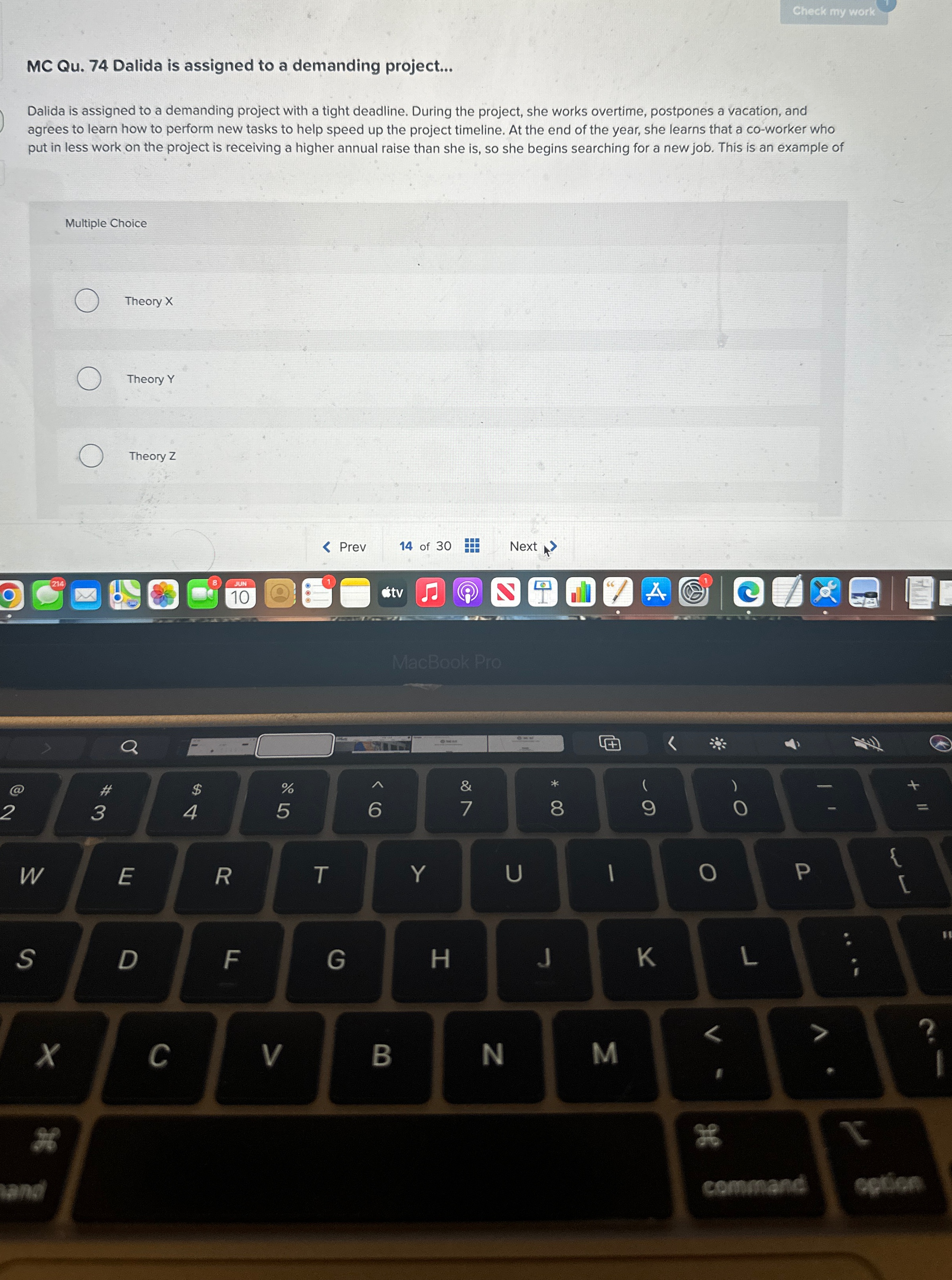  MC Qu.74 Dalida is assigned to a demanding project... Dalida is