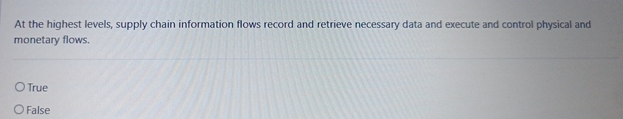  At the highest levels, supply chain information flows record and retrieve