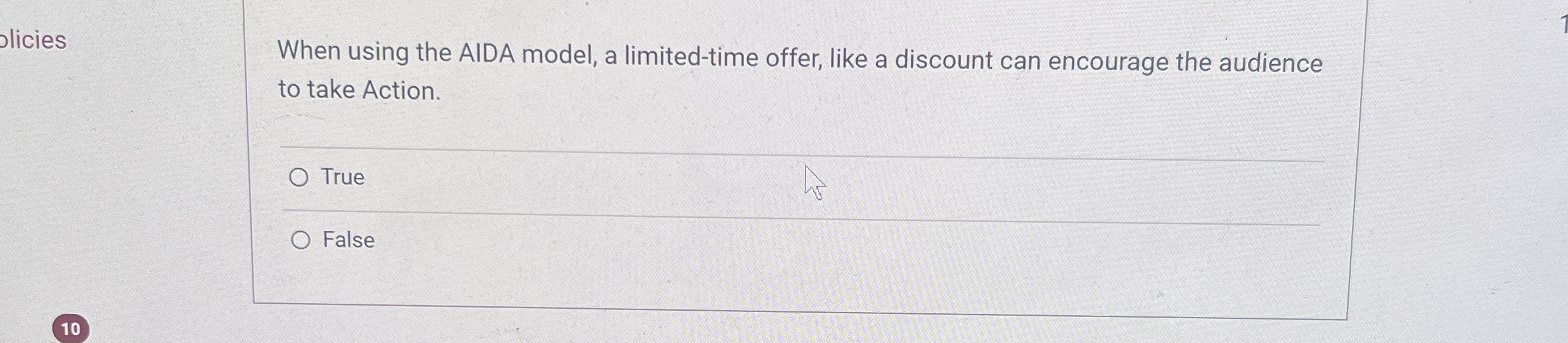  When using the AIDA model, a limited-time offer, like a discount
