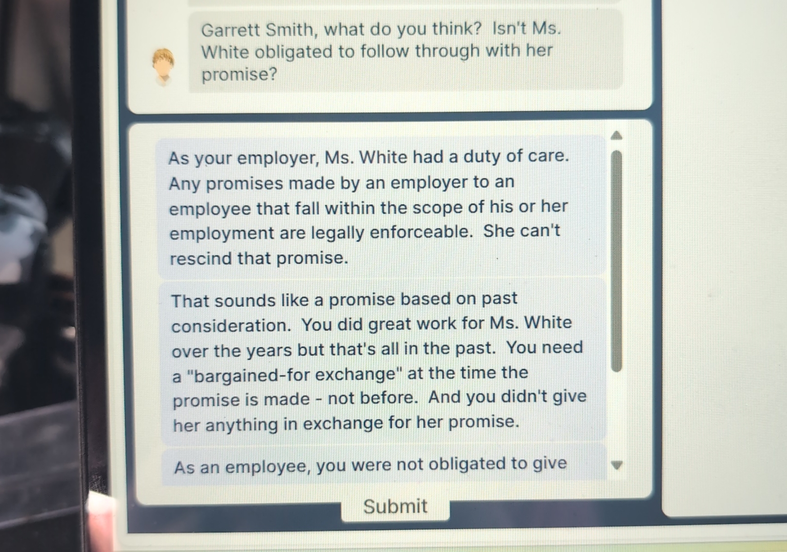  Garrett Smith, what do you think? Isn't Ms. White obligated to