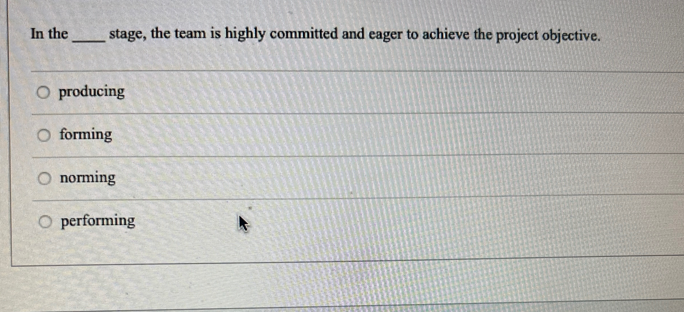  In the q, stage, the team is highly committed and eager