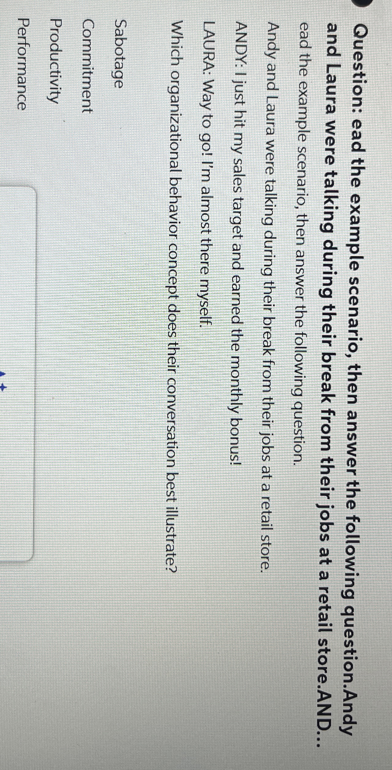  Question: ead the example scenario, then answer the following question.Andy and