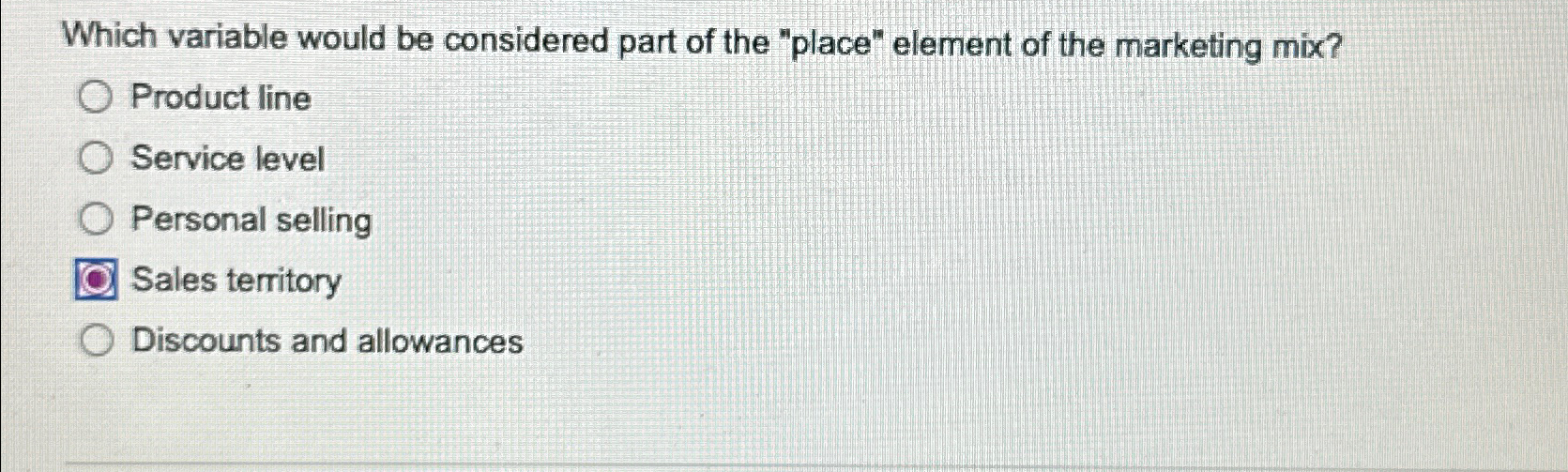 Which variable would be considered part of the "place" element of