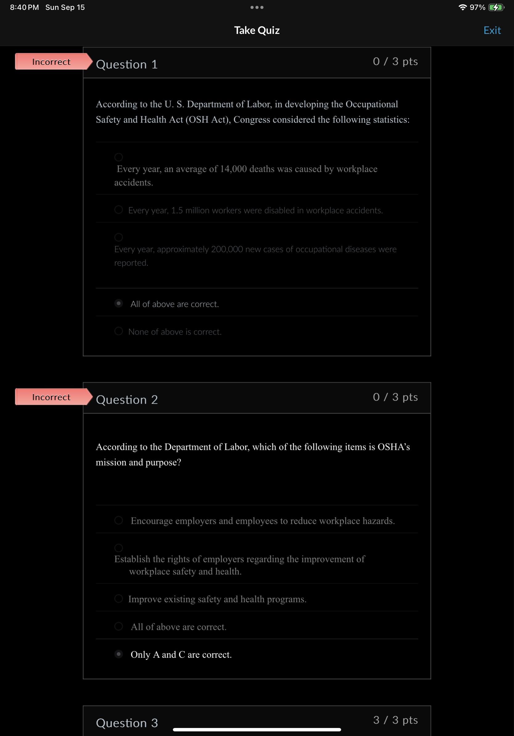  Question 1 According to the U. S. Department of Labor, in