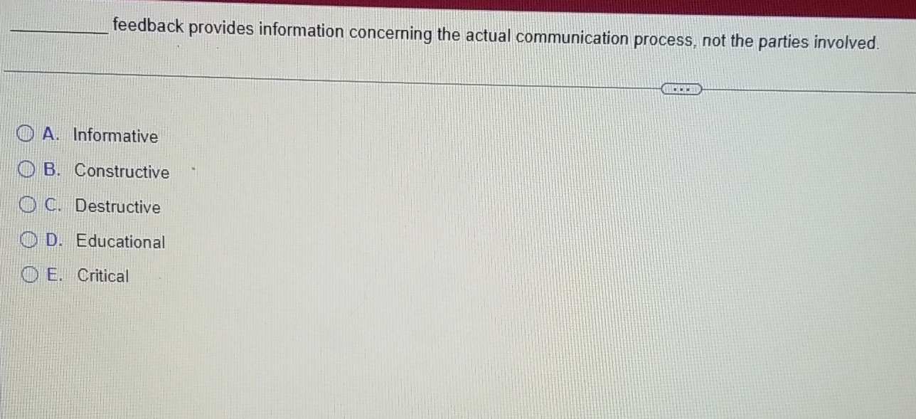  feedback provides information concerning the actual communication process, not the parties
