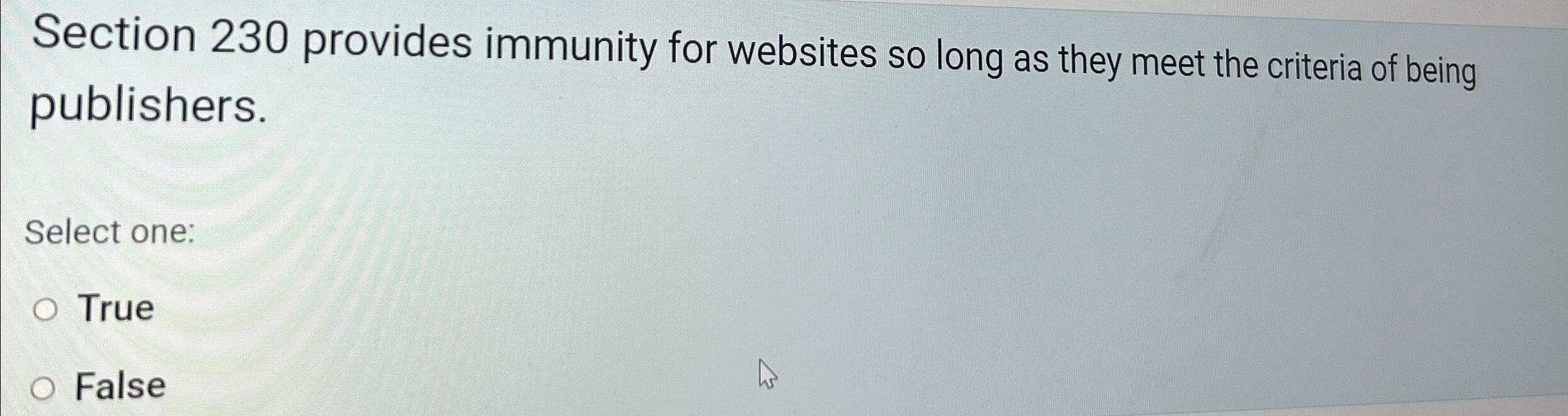  Section 230 provides immunity for websites so long as they meet
