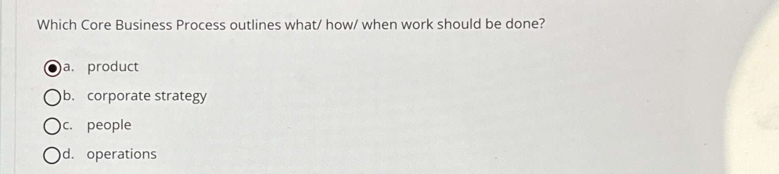  Which Core Business Process outlines what/ how/ when work should be