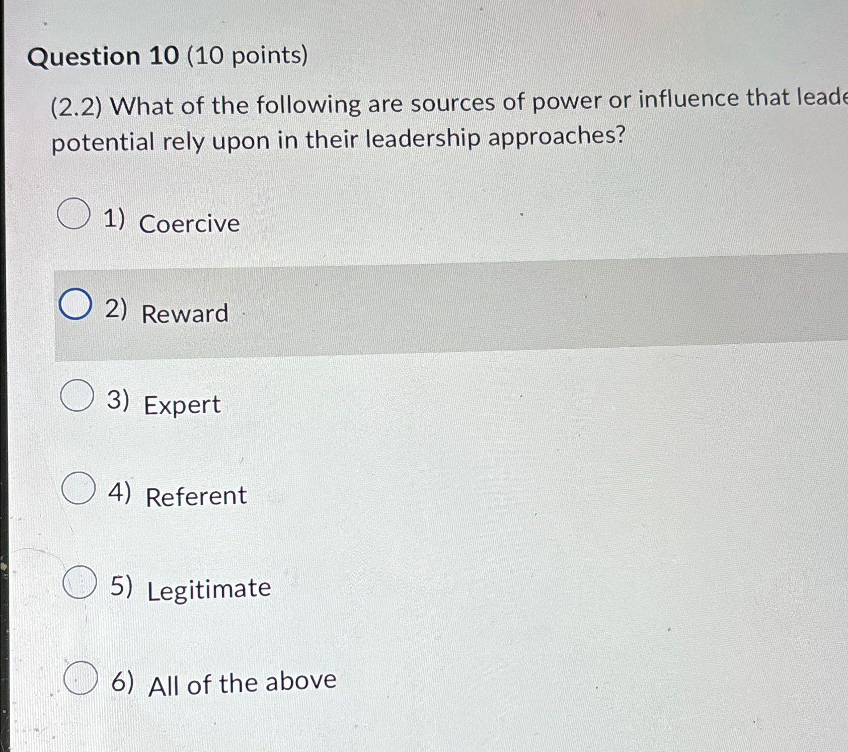  Question 10(10 points) (2.2) What of the following are sources of