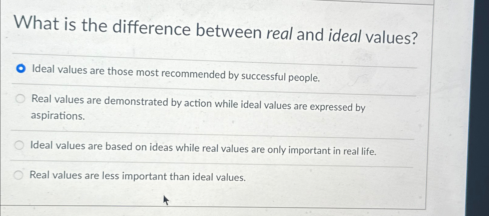  What is the difference between real and ideal values? Ideal values