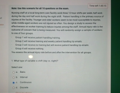  Time left 145:15 Note: Use this scenario for all 10 questions