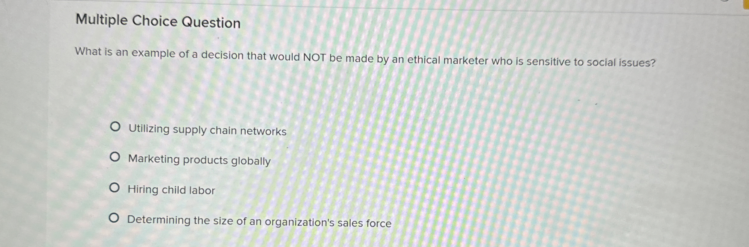  Multiple Choice Question What is an example of a decision that