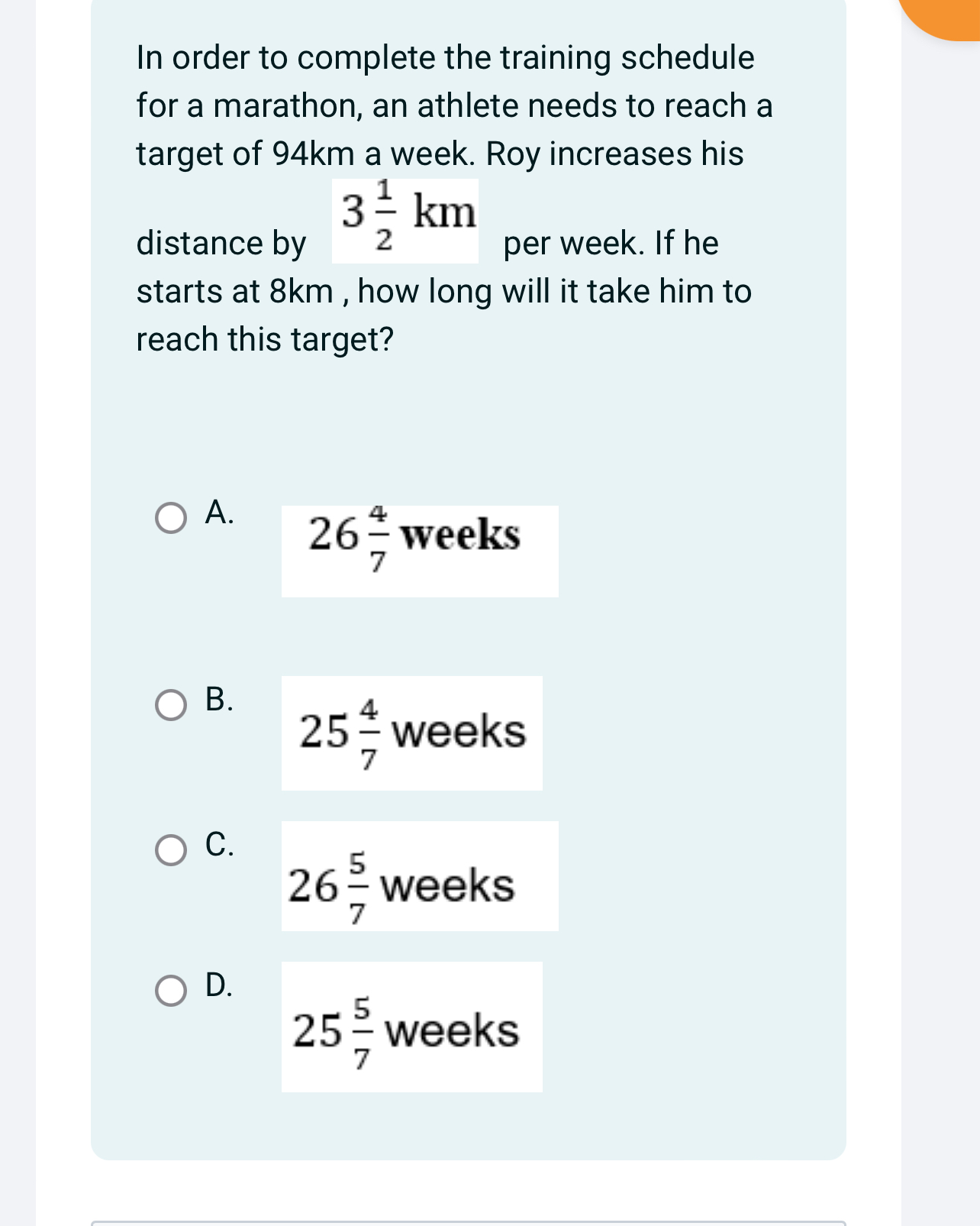  In order to complete the training schedule for a marathon, an