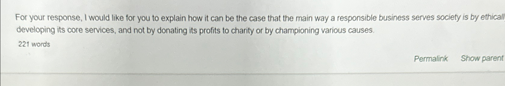  For your response, I would like for you to explain how