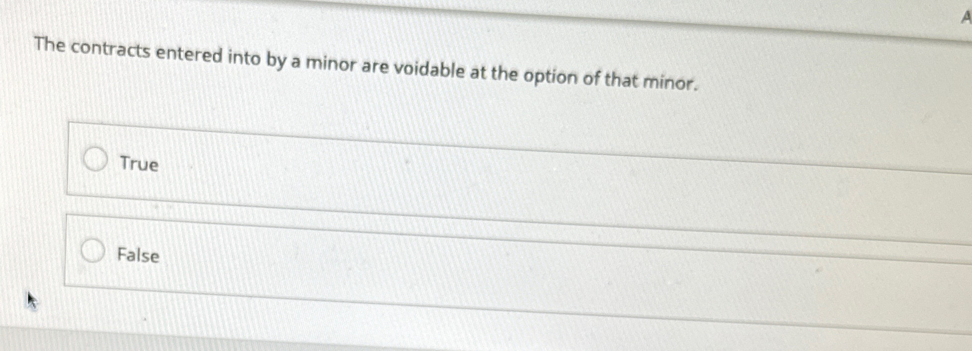  The contracts entered into by a minor are voidable at the