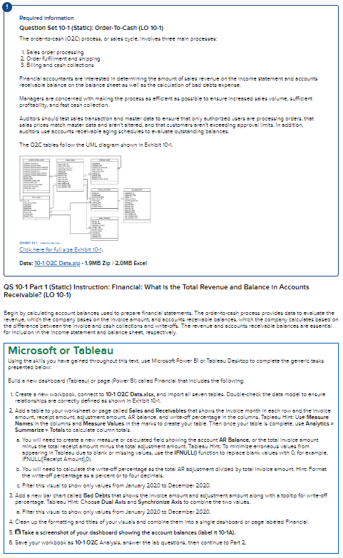 Required Information Question Set 10-1(Static): Order-To-Cash (LO 10-1) The order-to-csin (O2C)