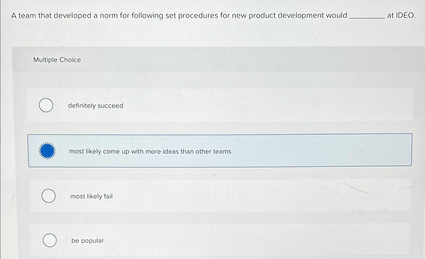  A team that developed a norm for following set procedures for