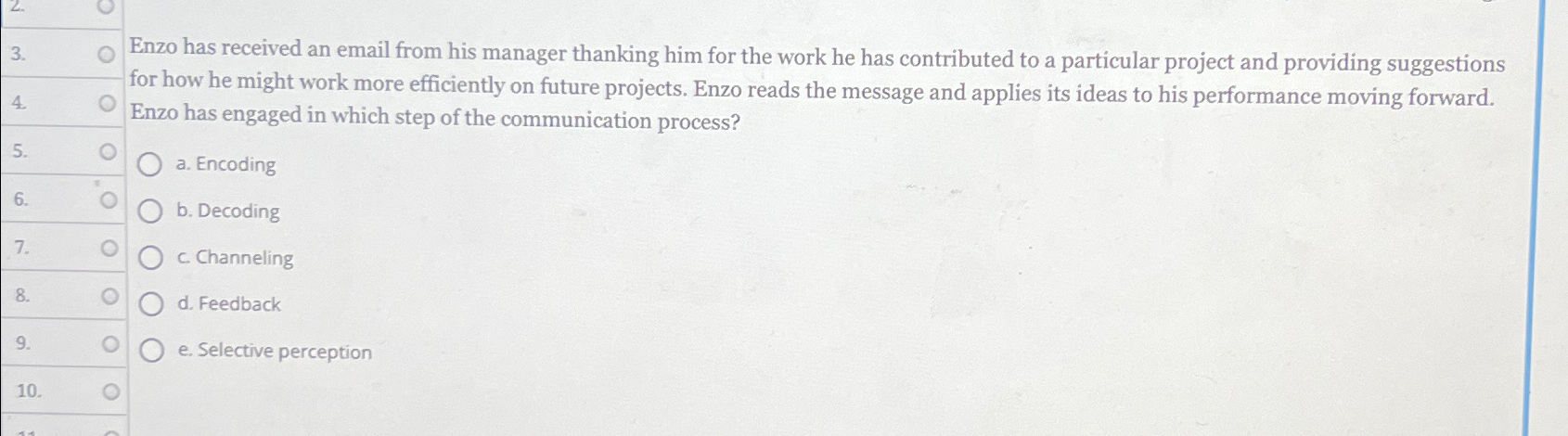  Enzo has received an email from his manager thanking him for
