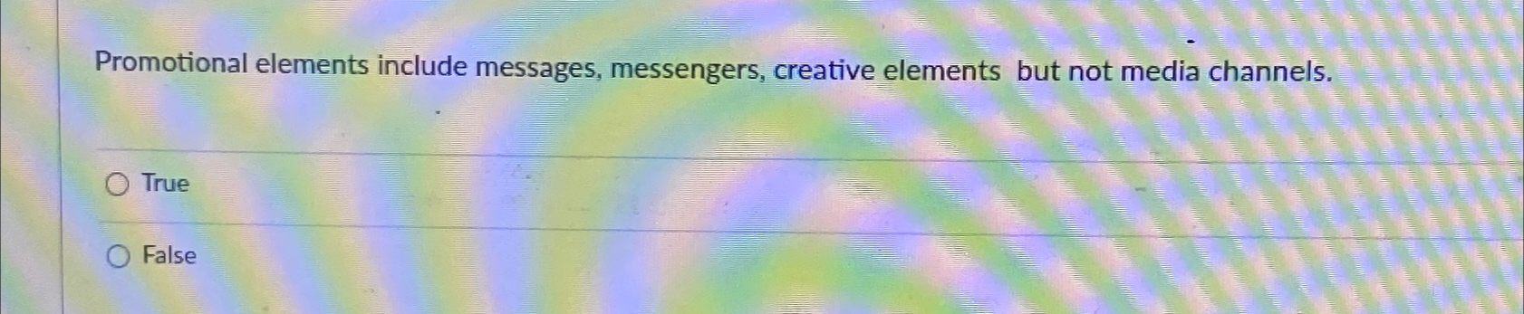  Promotional elements include messages, messengers, creative elements but not media channels.
