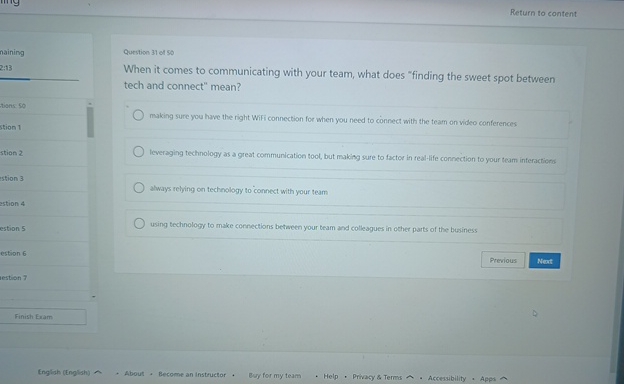  Return to content Question 31 ef 50 When it comes to