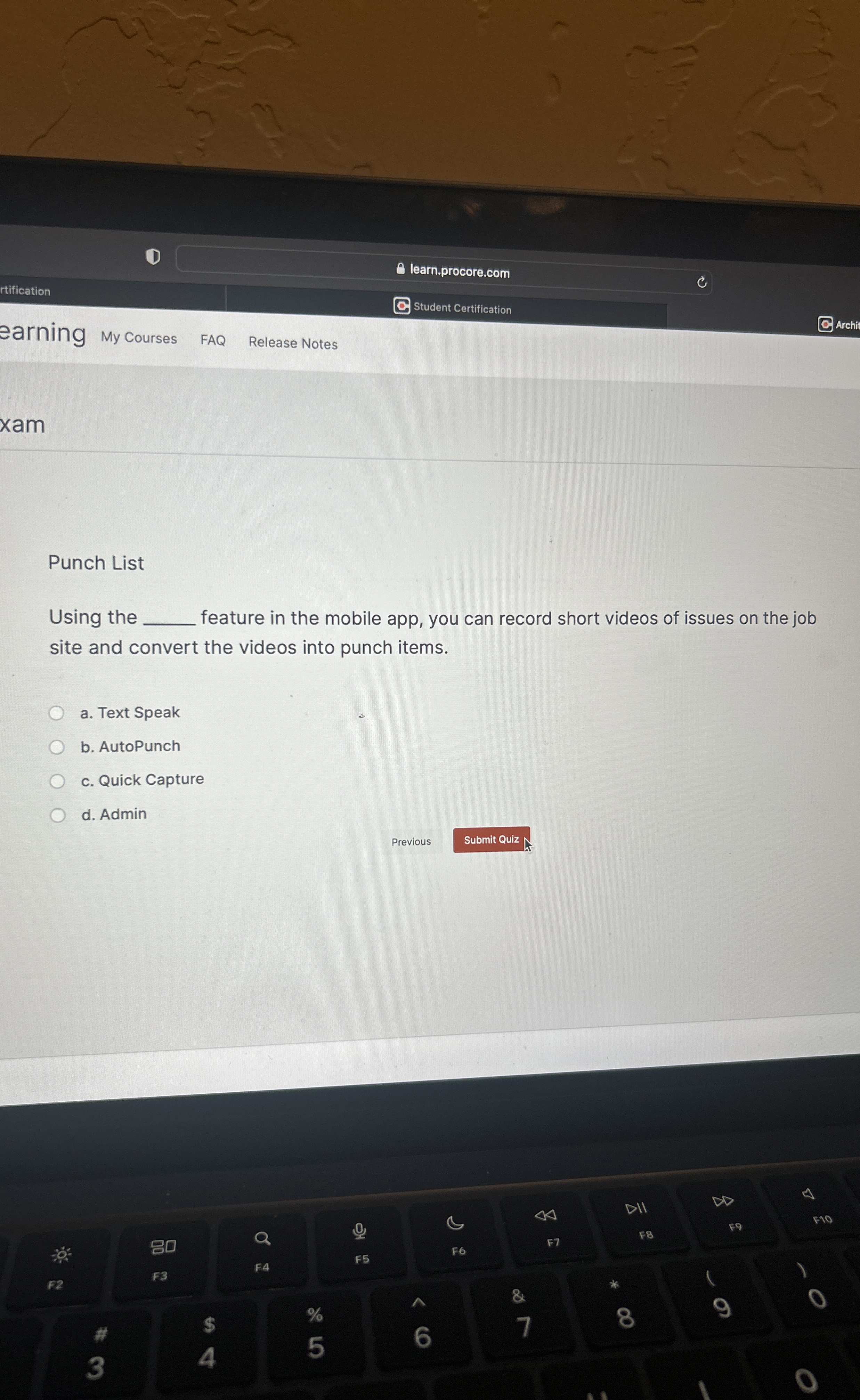  learn.procore.com rtification Student Certification earning My Courses FAQ Release Notes xam