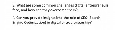  1) What are some common challenges digital entrepreneurs face, and how