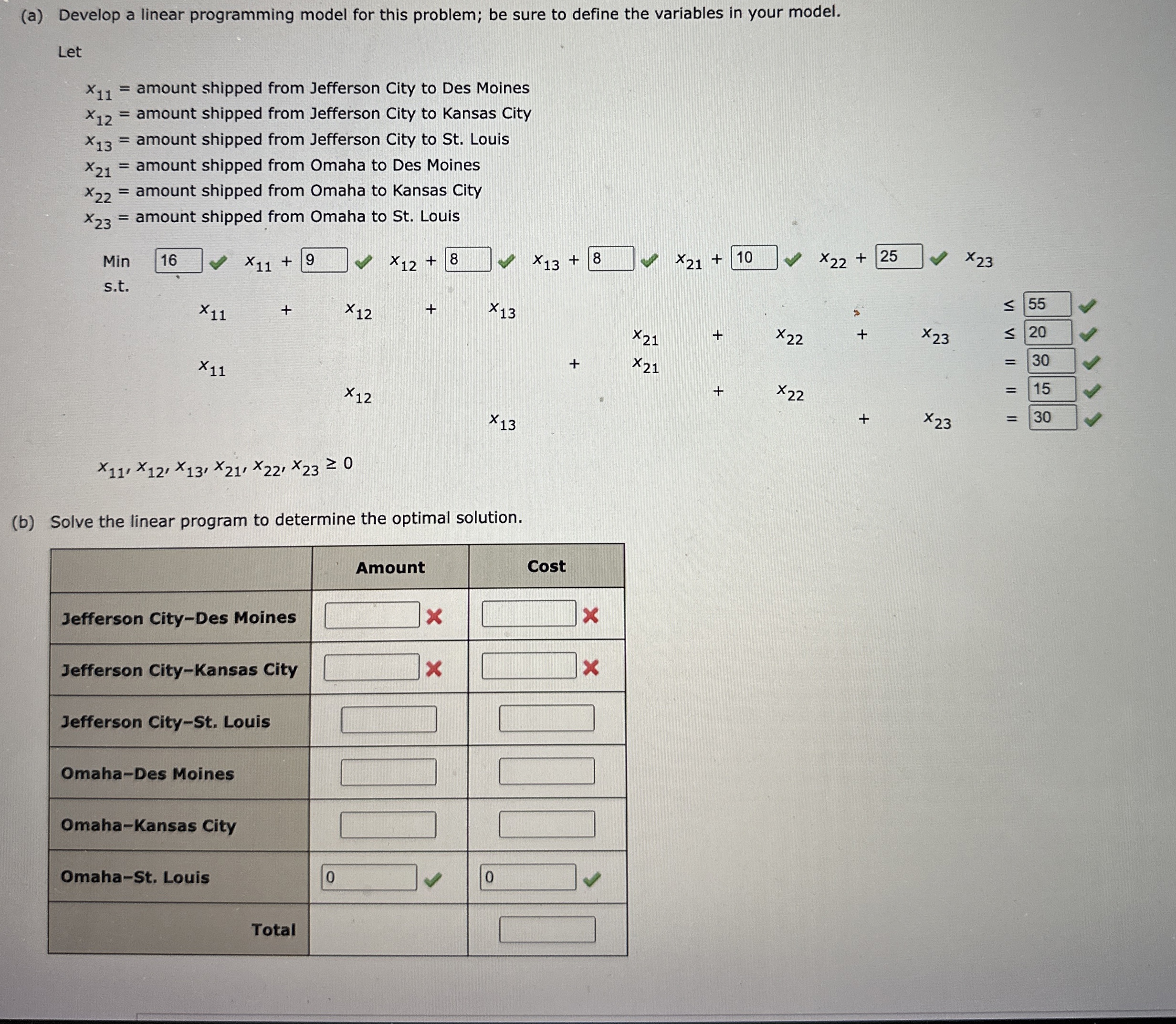  (a) Develop a linear programming model for this problem; be sure