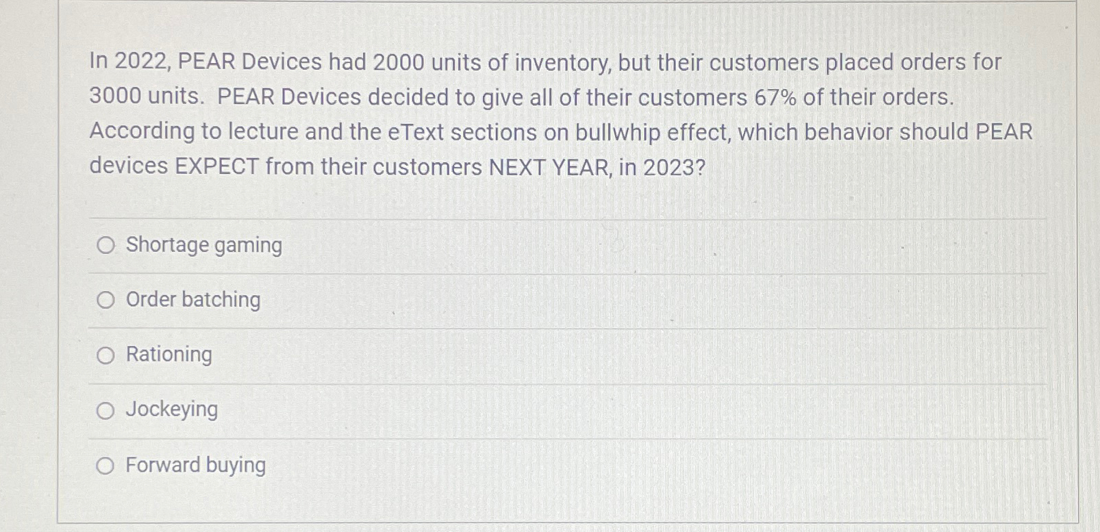  In 2022, PEAR Devices had 2000 units of inventory, but their