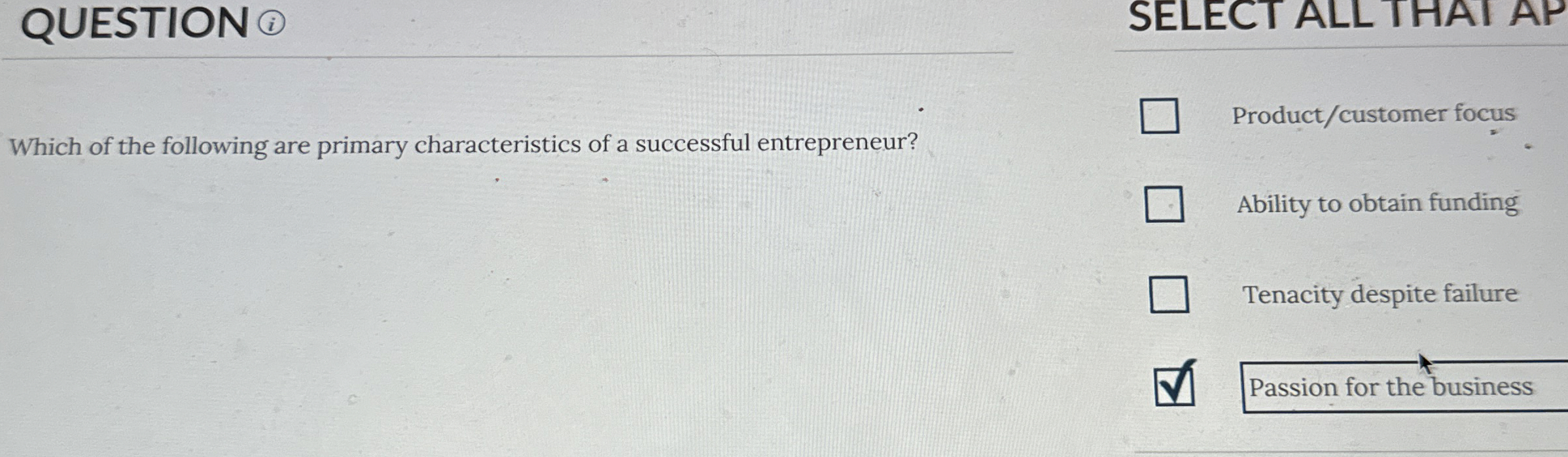  QUESTION (- SELECT ALLTHAI AP Product/customer focus Which of the following