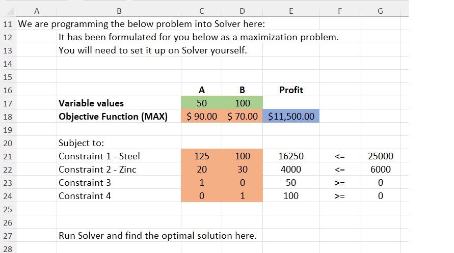  This has been partially formulated for you in Excel. Run Solver
