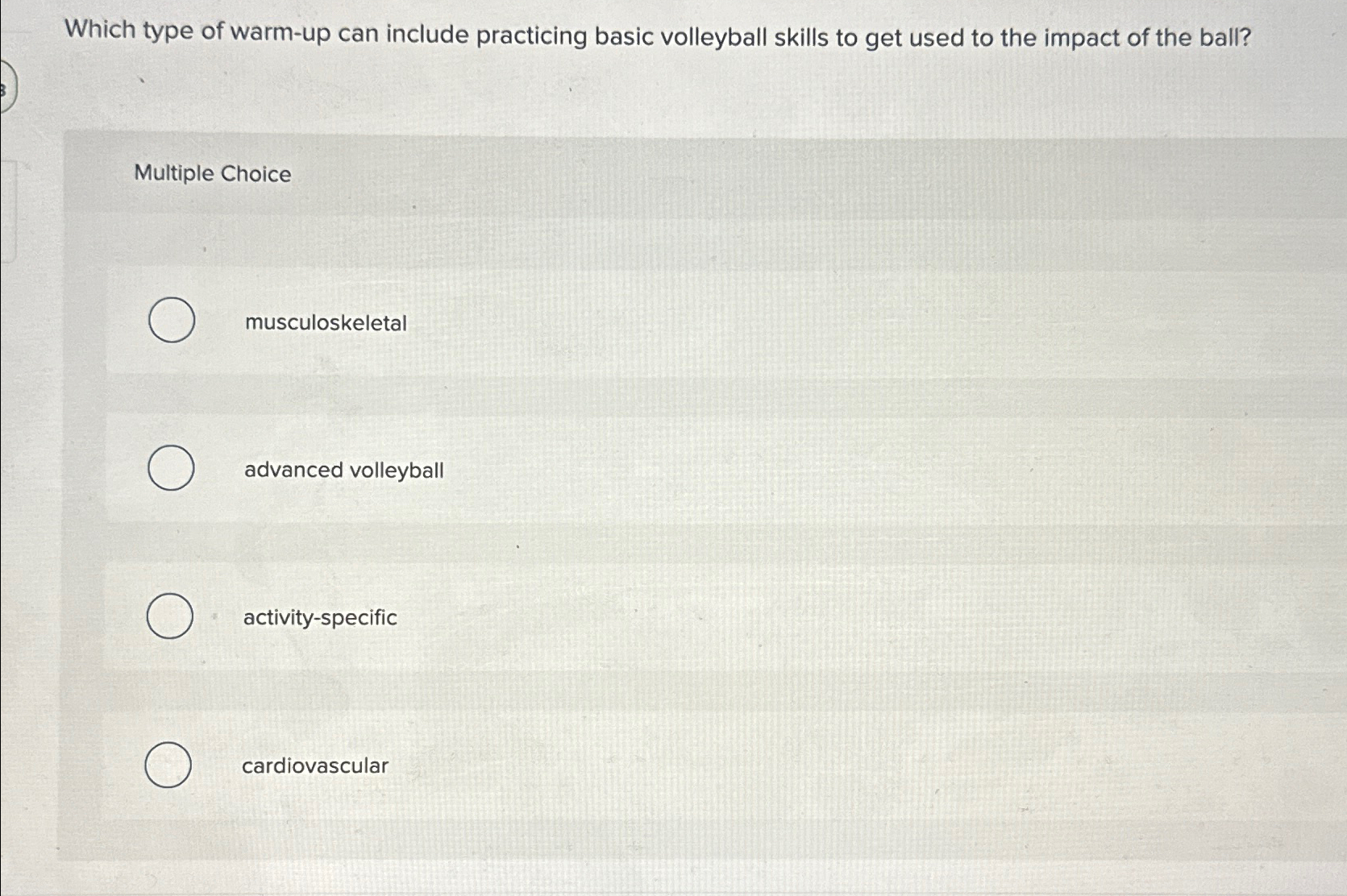  Which type of warm-up can include practicing basic volleyball skills to