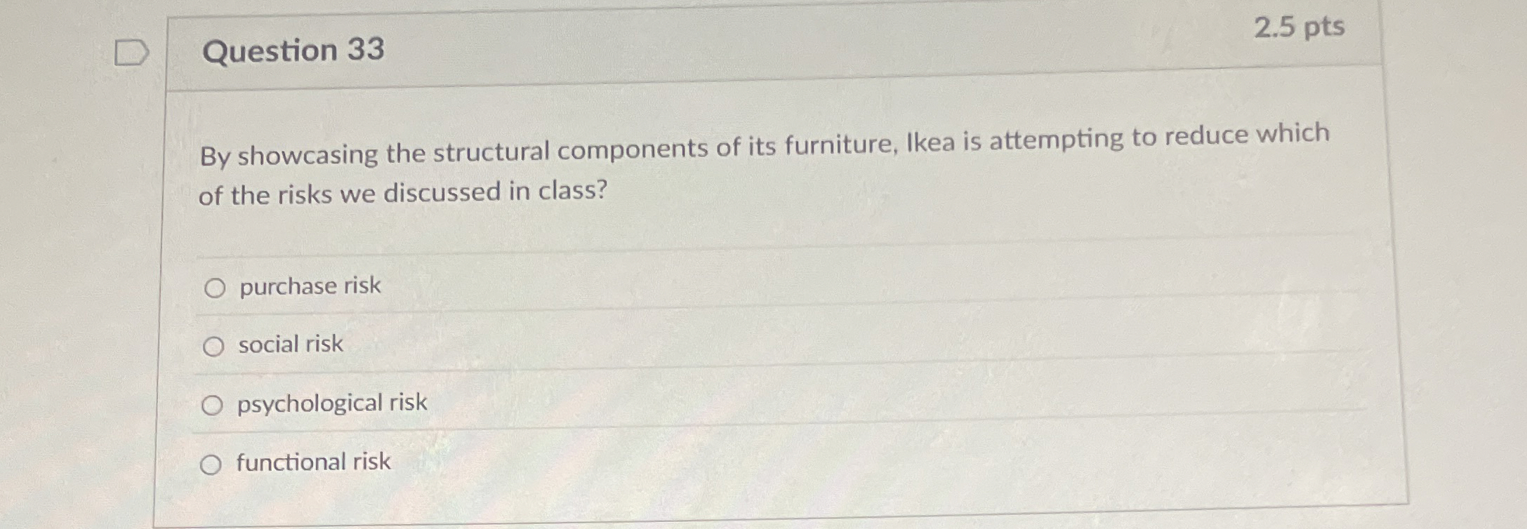  Question 33 By showcasing the structural components of its furniture, Ikea