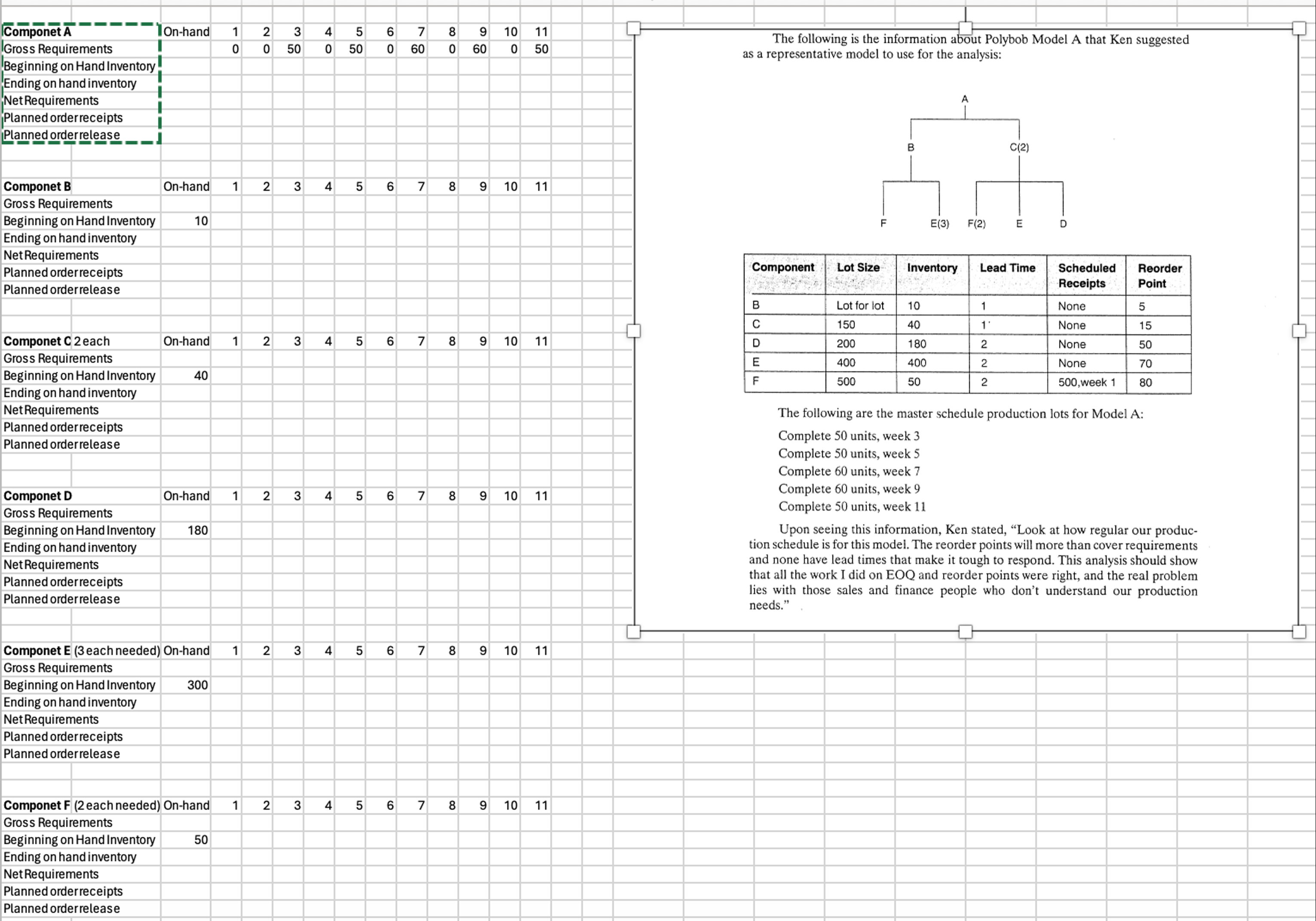  We need to fill out the excel sheet with the question