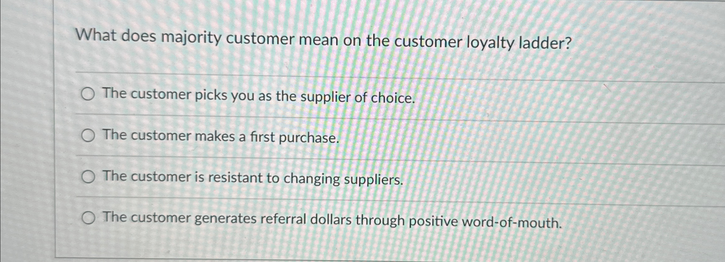  What does majority customer mean on the customer loyalty ladder? The