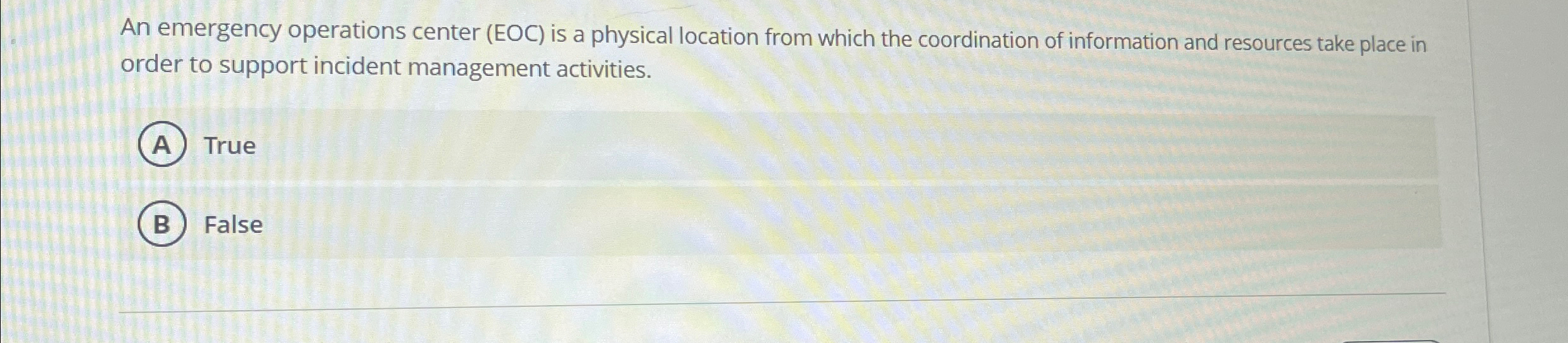  An emergency operations center (EOC) is a physical location from which