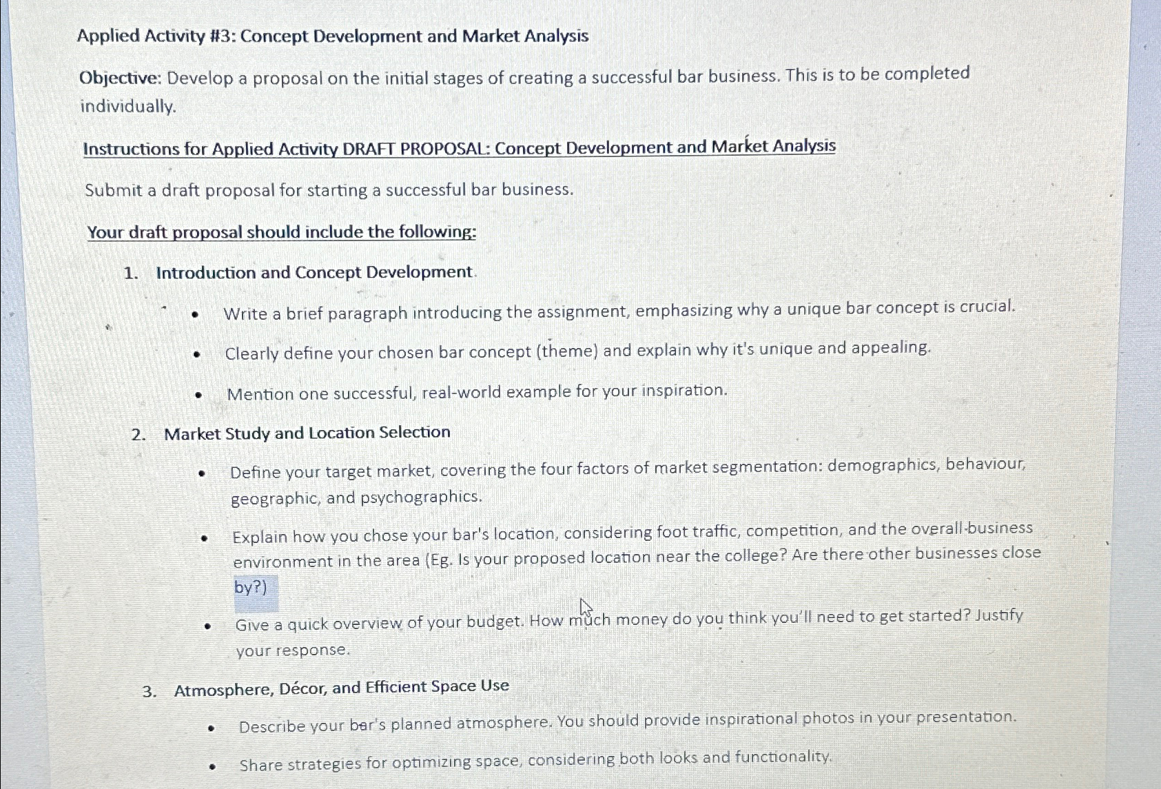  Applied Activity #3: Concept Development and Market Analysis Objective: Develop a