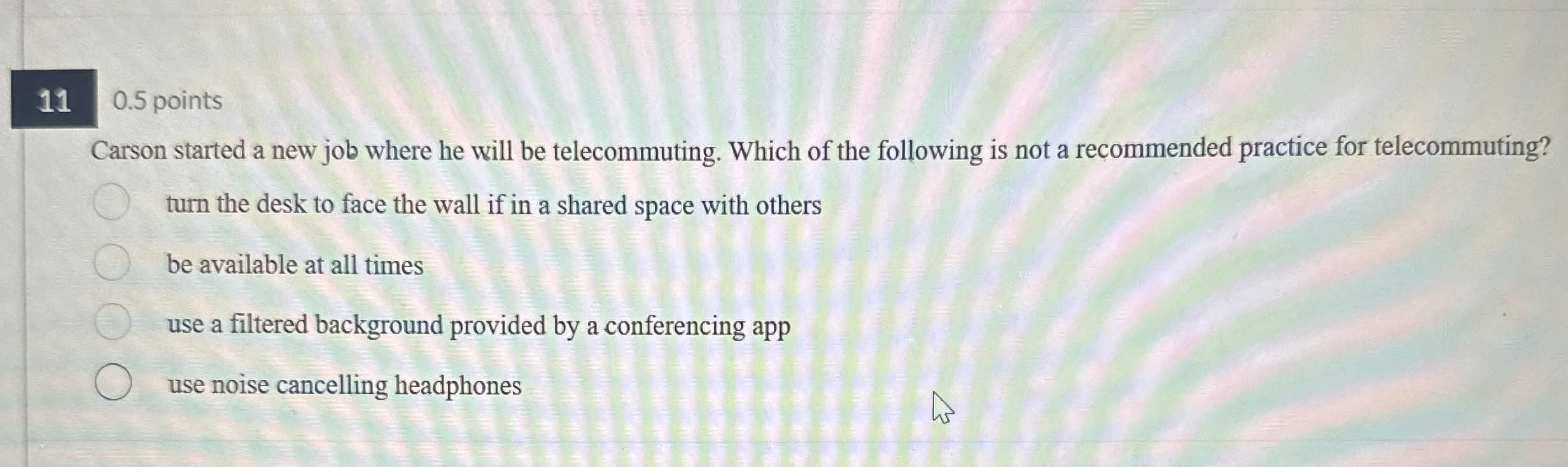  110.5 points Carson started a new job where he will be