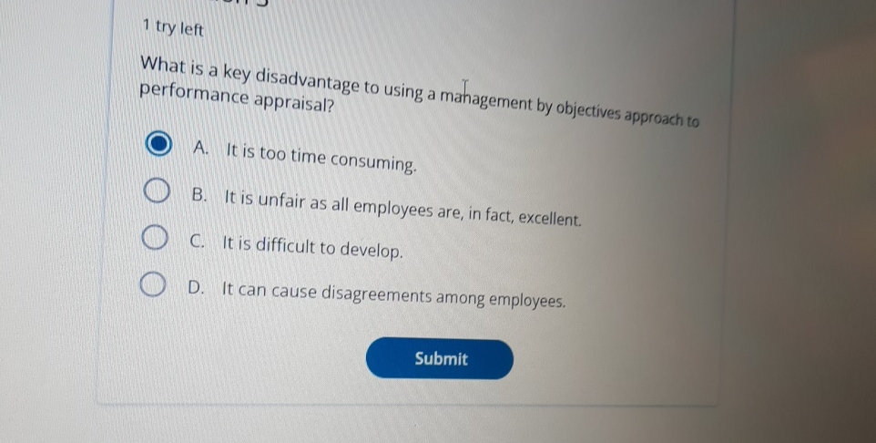  1 try left What is a key disadvantage to using a
