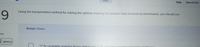  Stred Help Sove & Exit Using the transportation method for solving