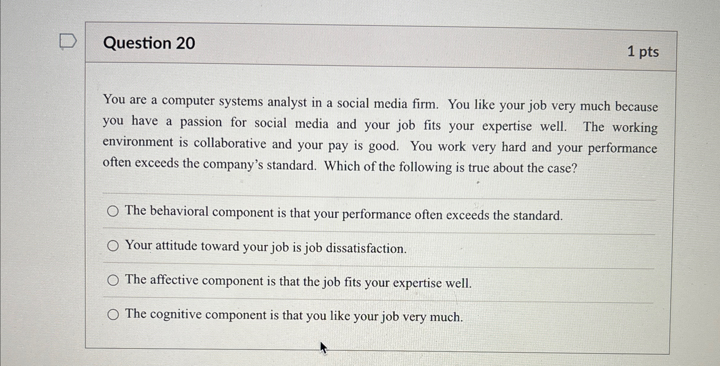  Question 20 1 pts You are a computer systems analyst in