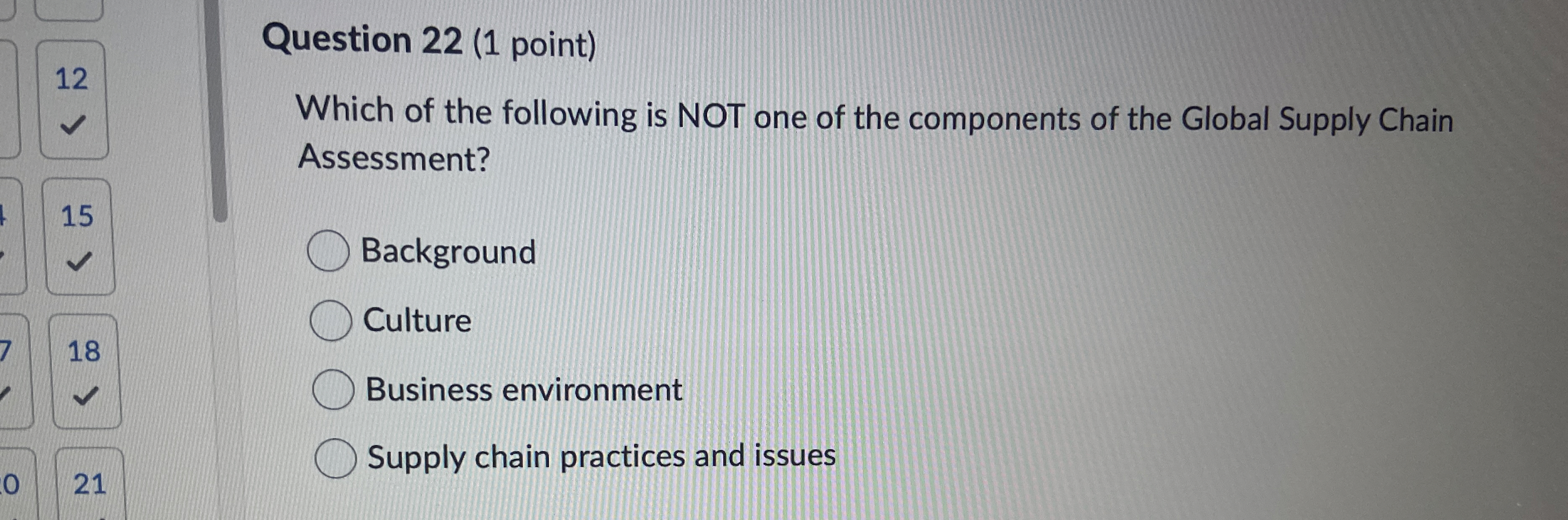 Question 22(1 point)12 Which of the following is NOT one of