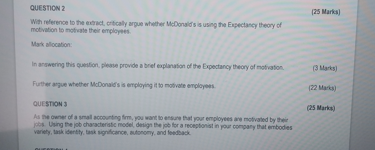  QUESTION 2 (25 Marks) With reference to the extract, critically argue