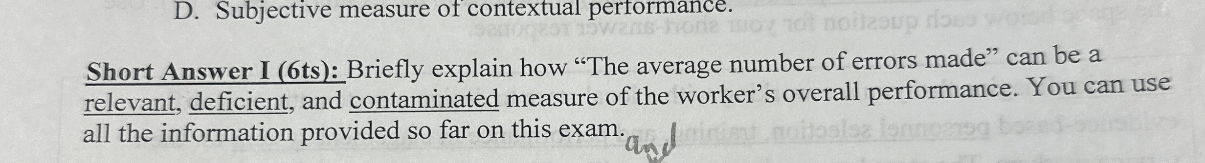  Short Answer I (6ts): Briefly explain how "The average number of