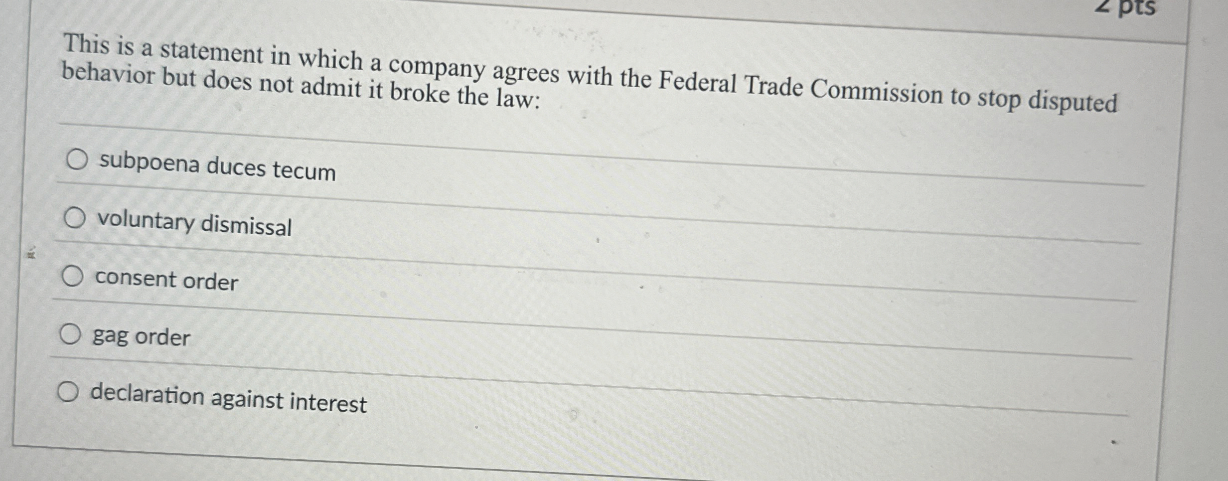  This is a statement in which a company agrees with the