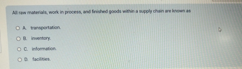  All raw materials, work in process, and finished goods within a