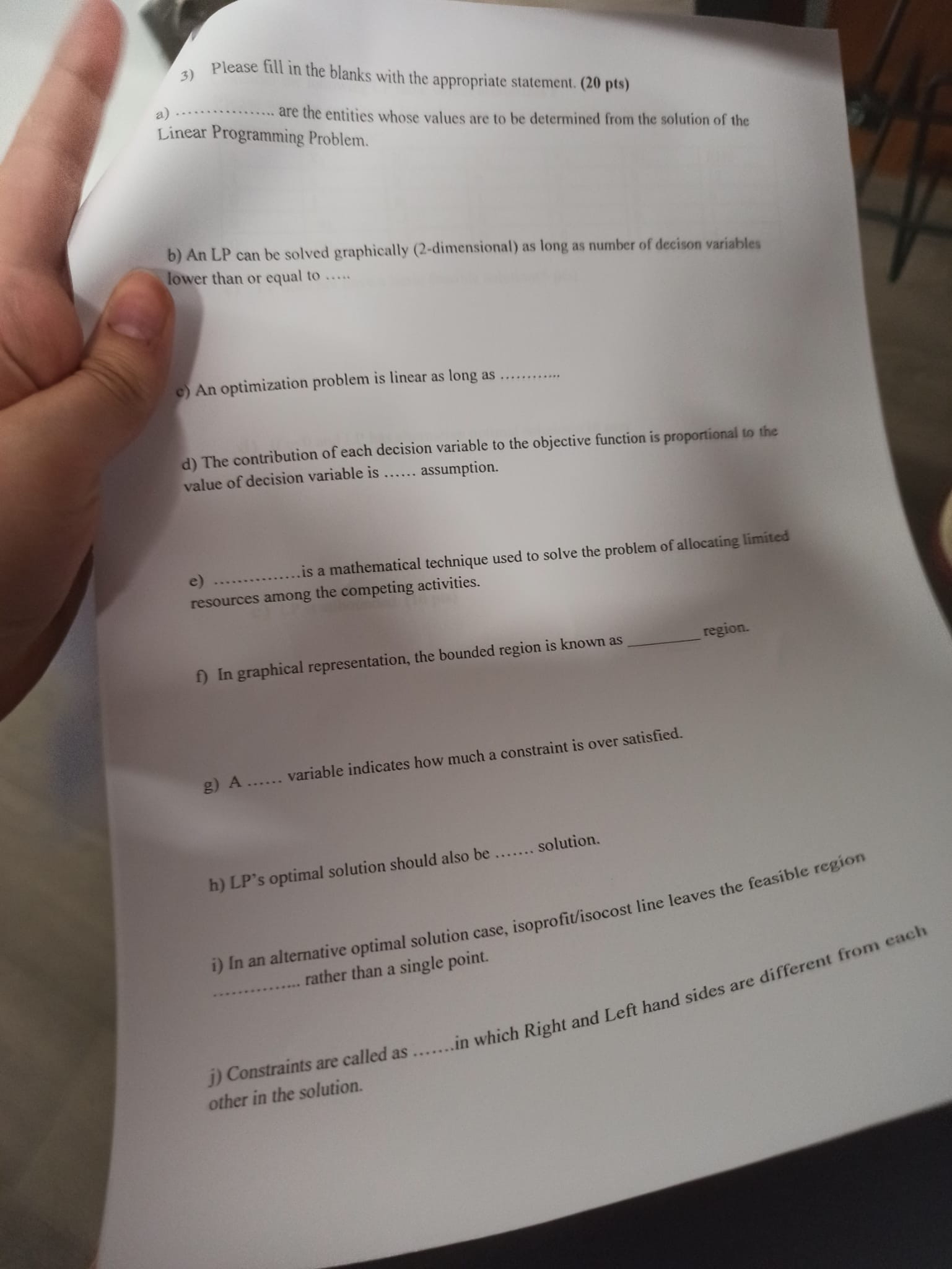  Please fill in the blanks with the appropriate statement. (20 pts)