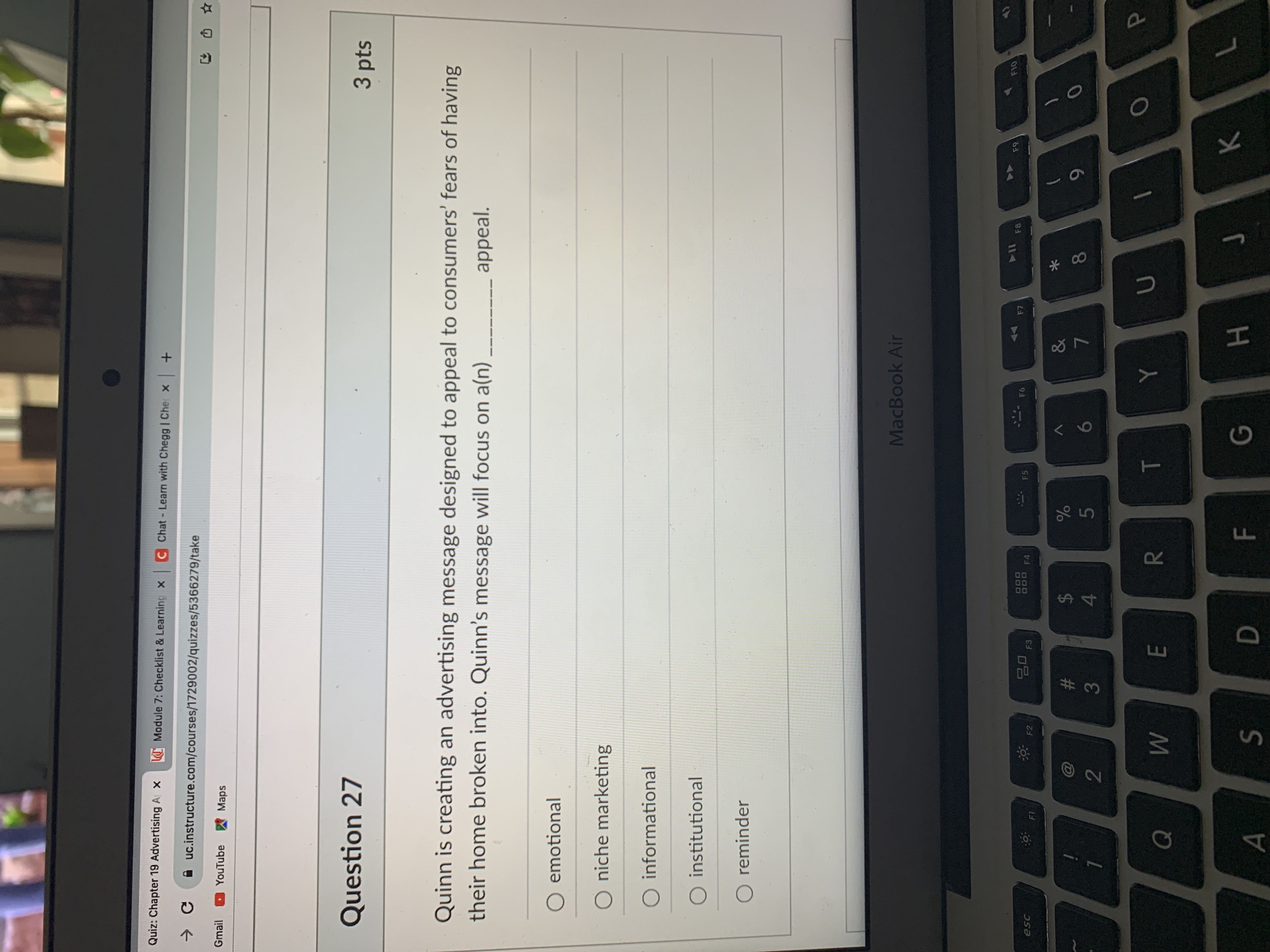  Question 27 Quinn is creating an advertising message designed to appeal