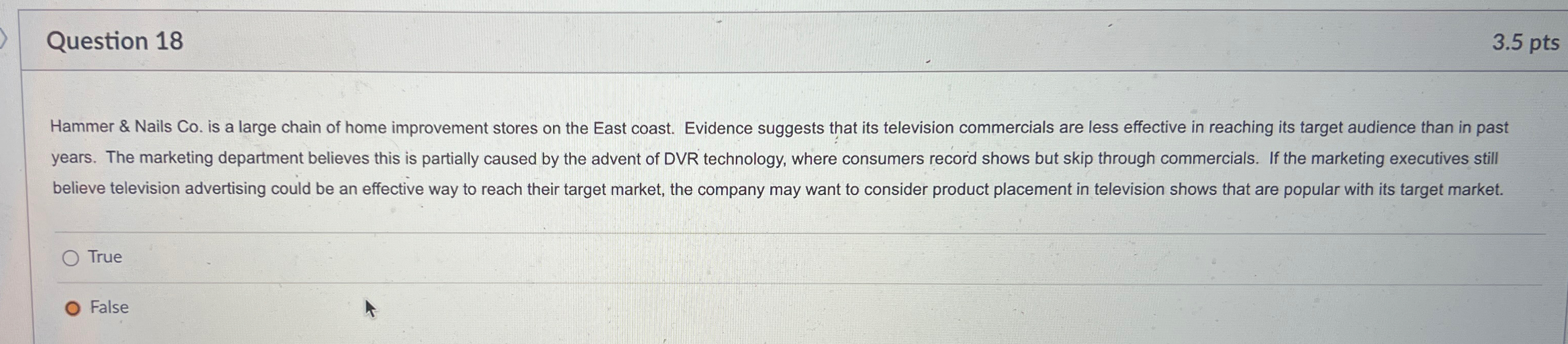  Question 18 3.5 pts Hammer & Nails Co. is a large