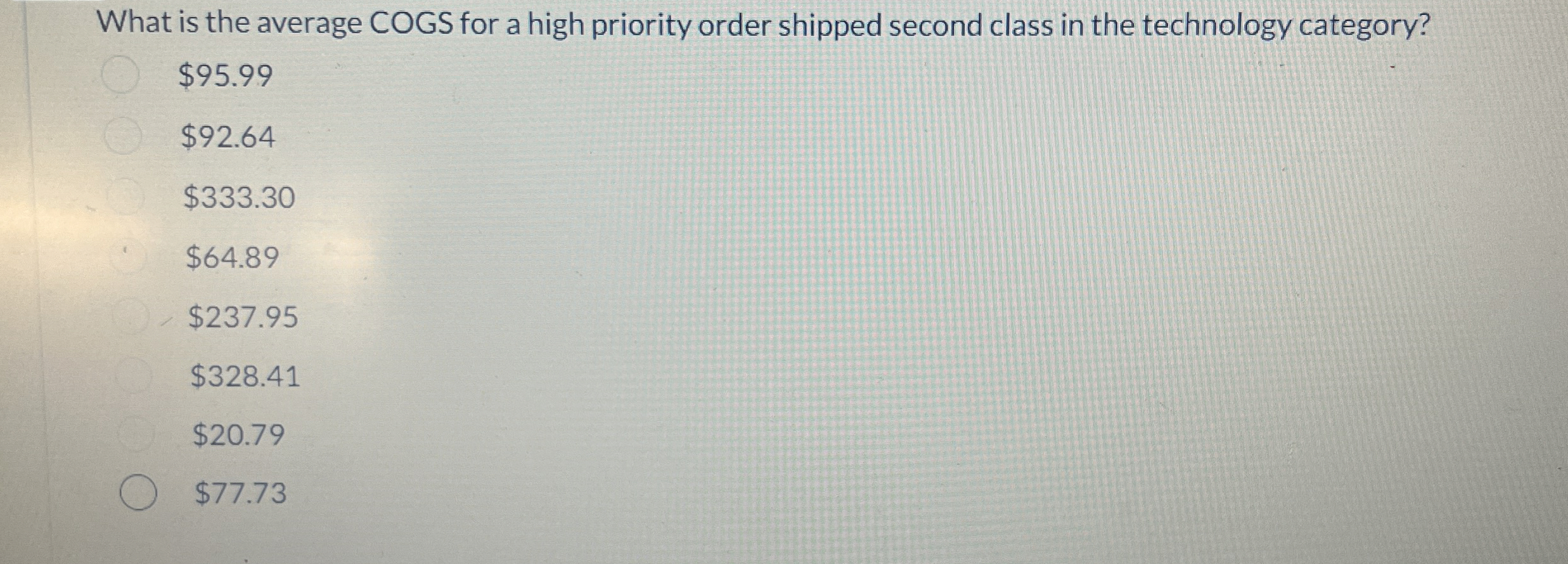  What is the average COGS for a high priority order shipped