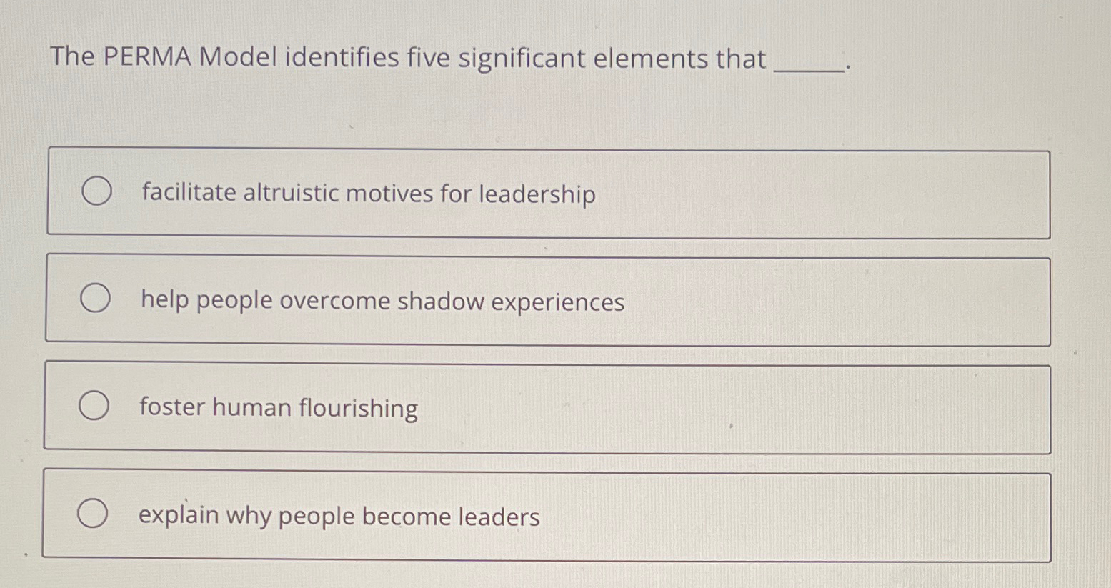  The PERMA Model identifies five significant elements that facilitate altruistic motives