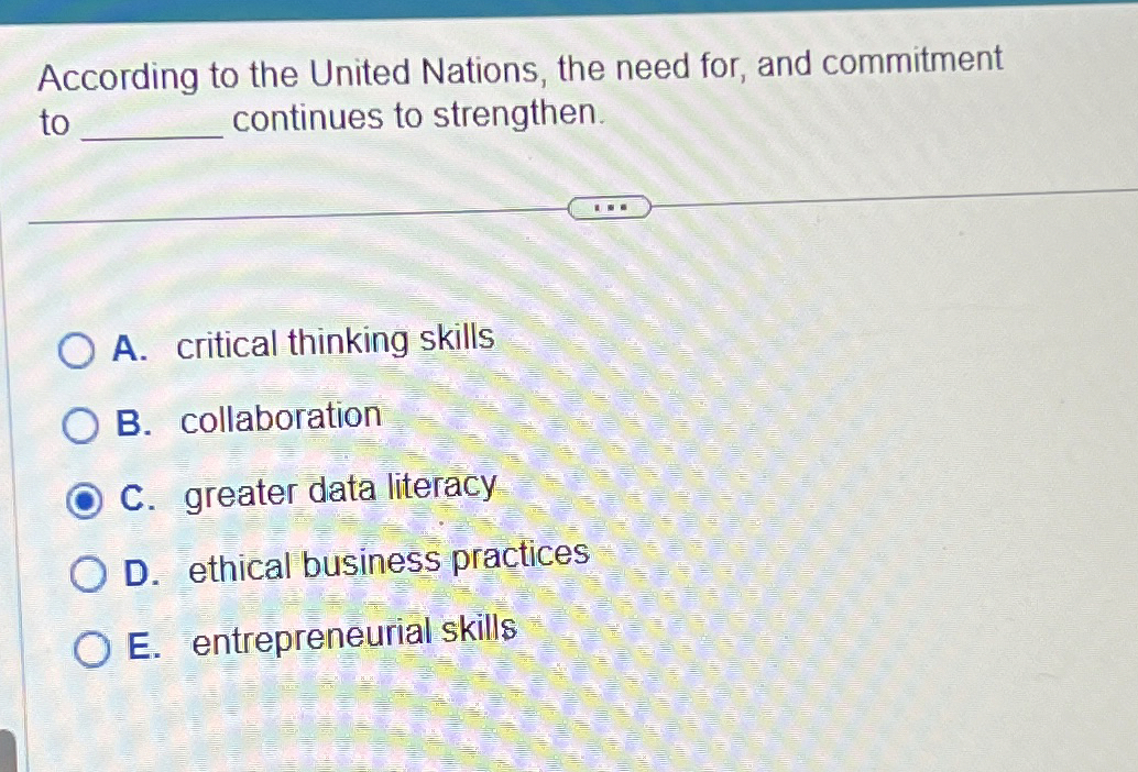  According to the United Nations, the need for, and commitment to